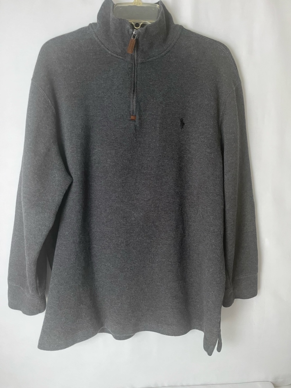 Polo Ralph Lauren Men Charcoal Grey 1/4 Zipper Pullover Sweater Size XL